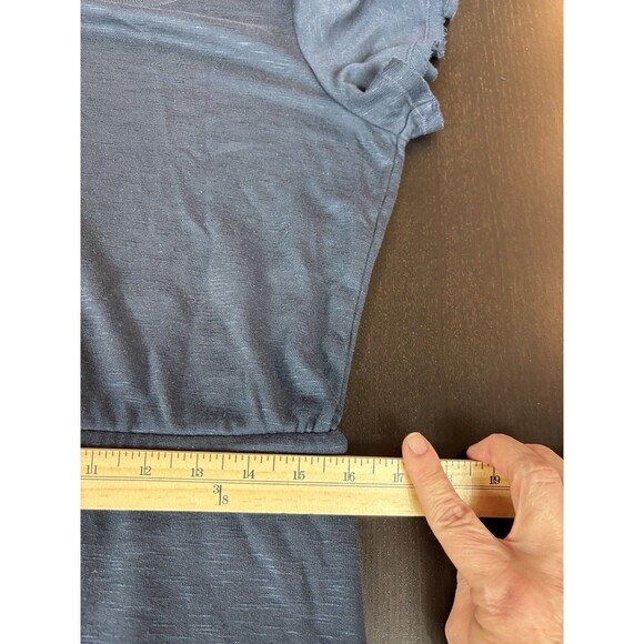 Paige Brielle Tee Shirt Dress Navy Blue Small Drawstring Waist Flutter Sleeve - Picture 9 of 12